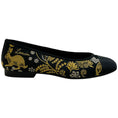 Load image into Gallery viewer, Lanvin Black / Gold Embroidered Cap Toe Ballet Flats
