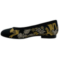 Load image into Gallery viewer, Lanvin Black / Gold Embroidered Cap Toe Ballet Flats
