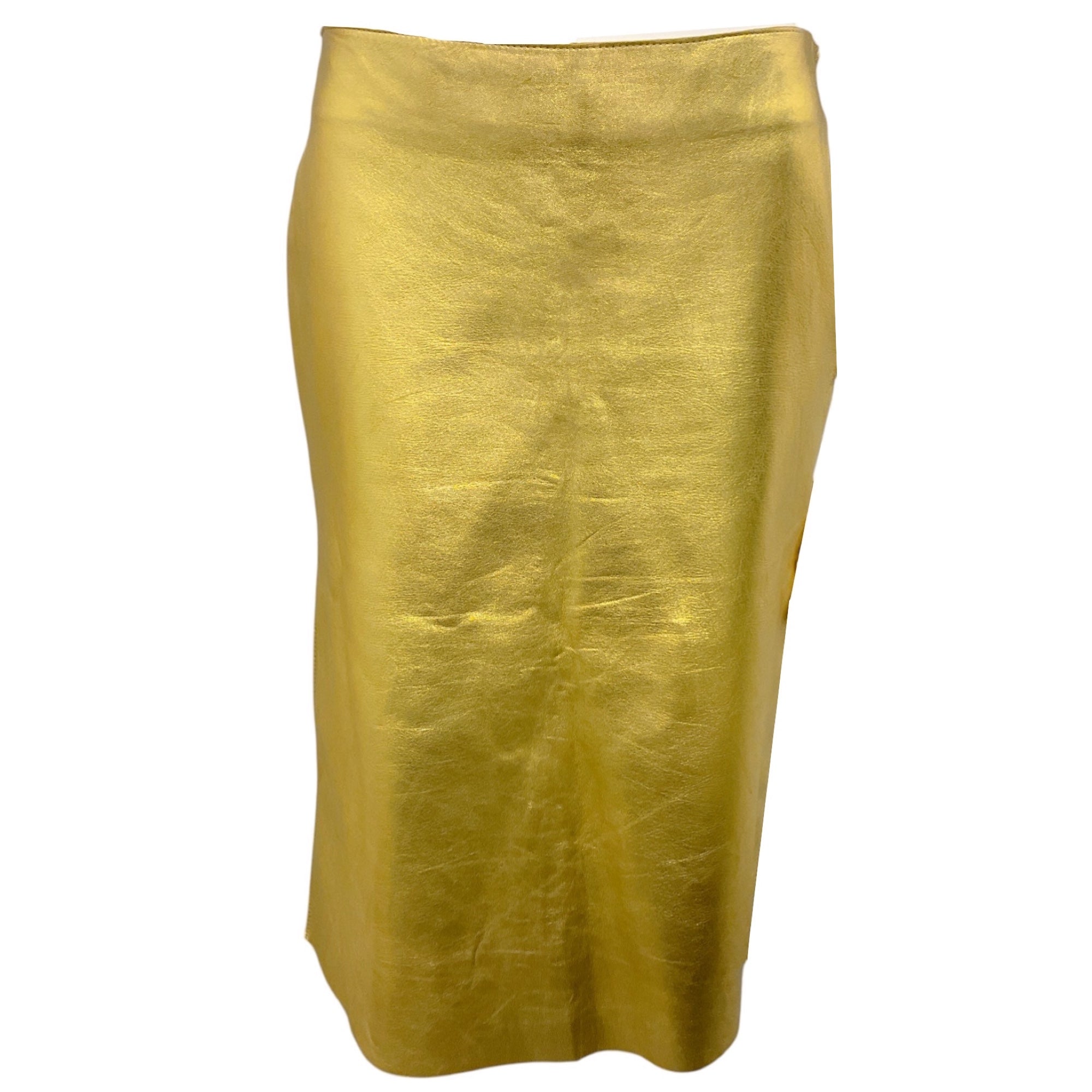 Moschino Cheap and Chic Gold Metallic Leather Skirt