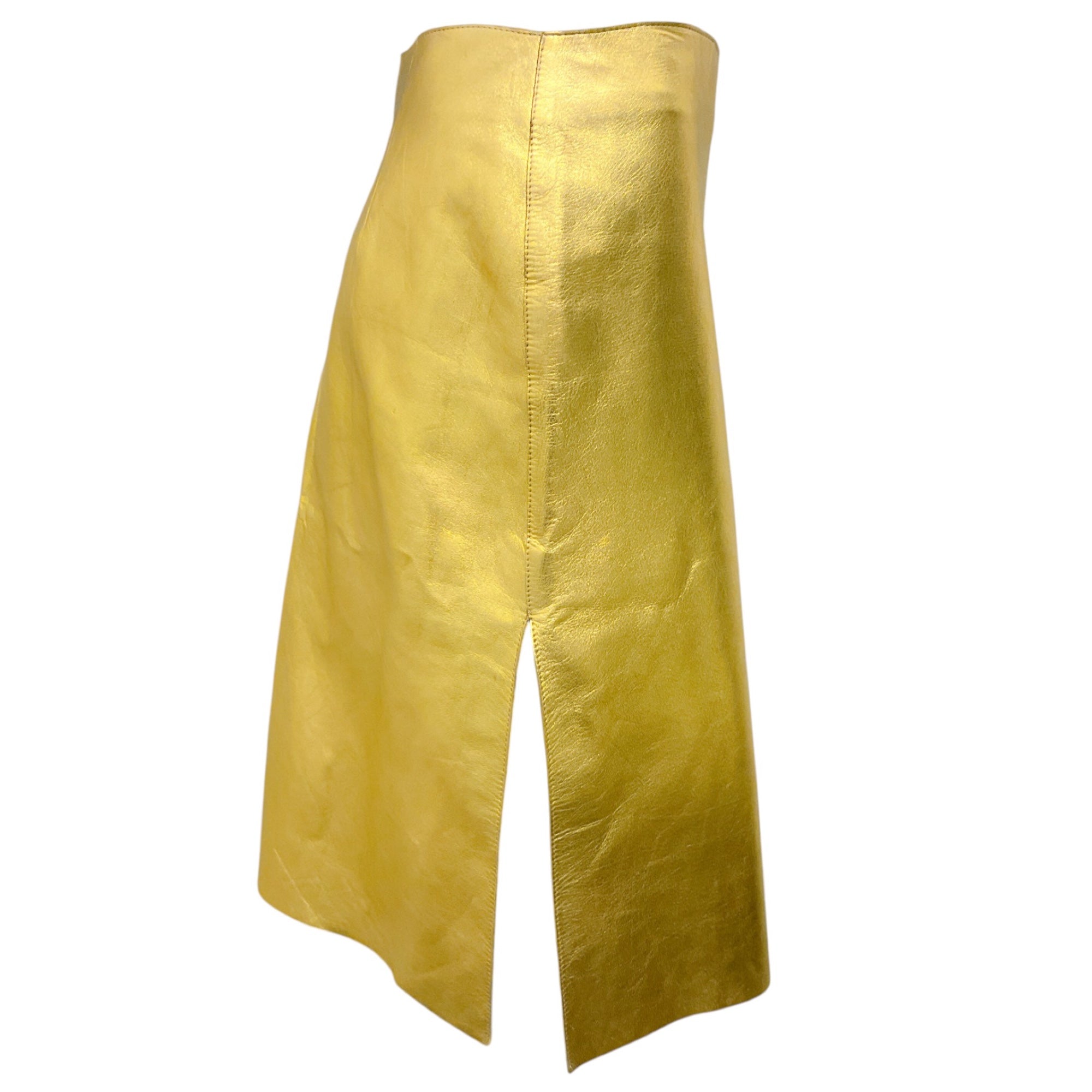 Moschino Cheap and Chic Gold Metallic Leather Skirt