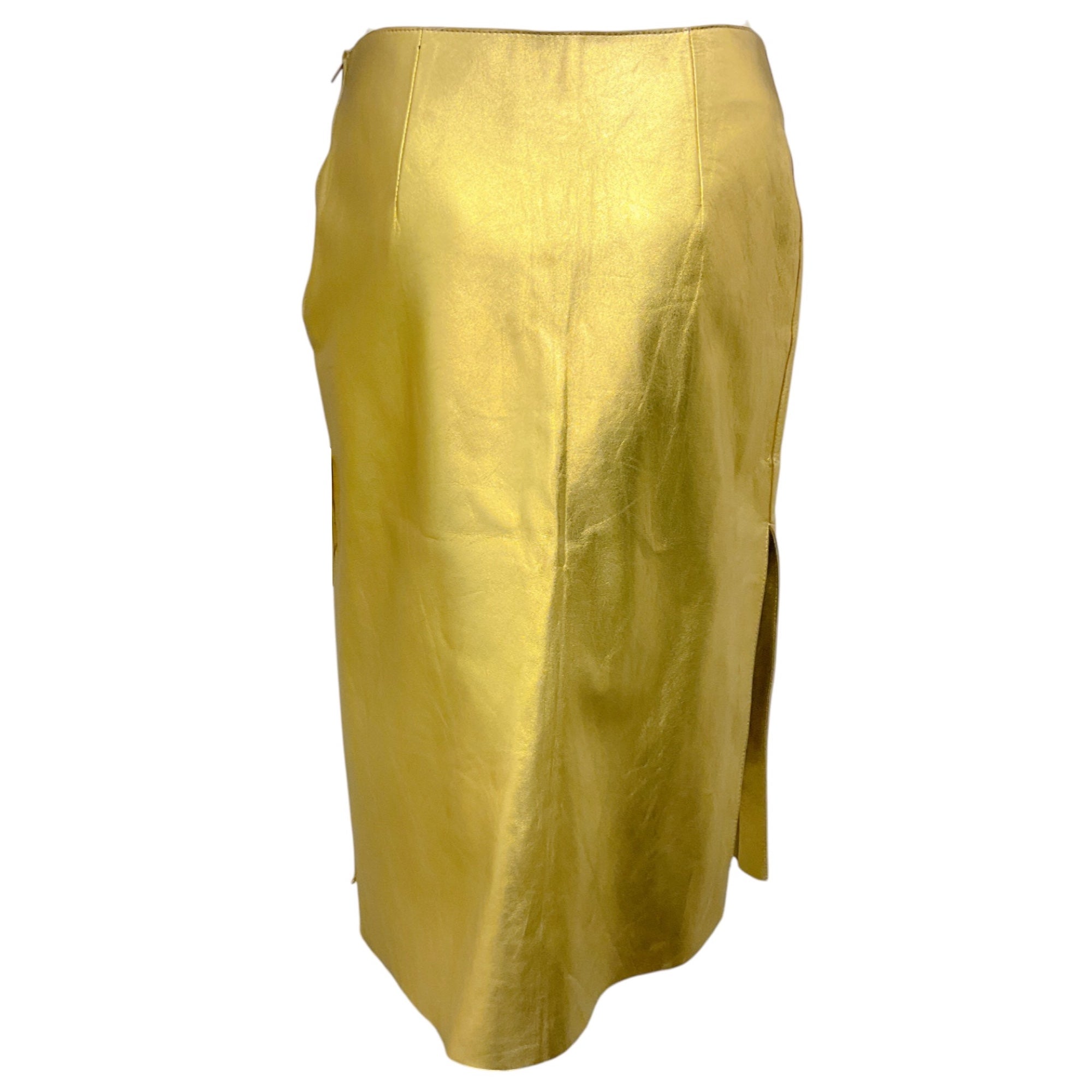 Moschino Cheap and Chic Gold Metallic Leather Skirt