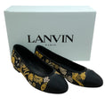 Load image into Gallery viewer, Lanvin Black / Gold Embroidered Cap Toe Ballet Flats
