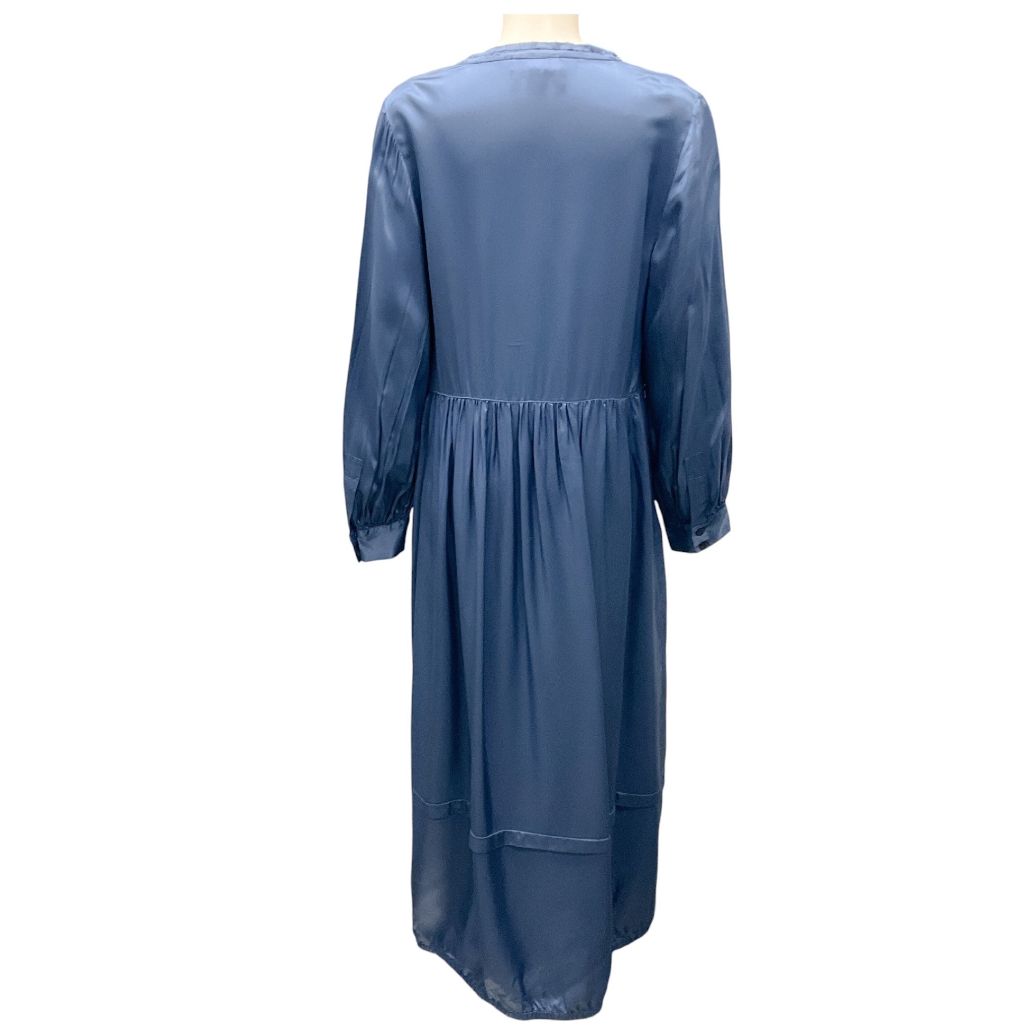 Lee Mathews Blue Tie Detail Long Sleeved Maxi Dress