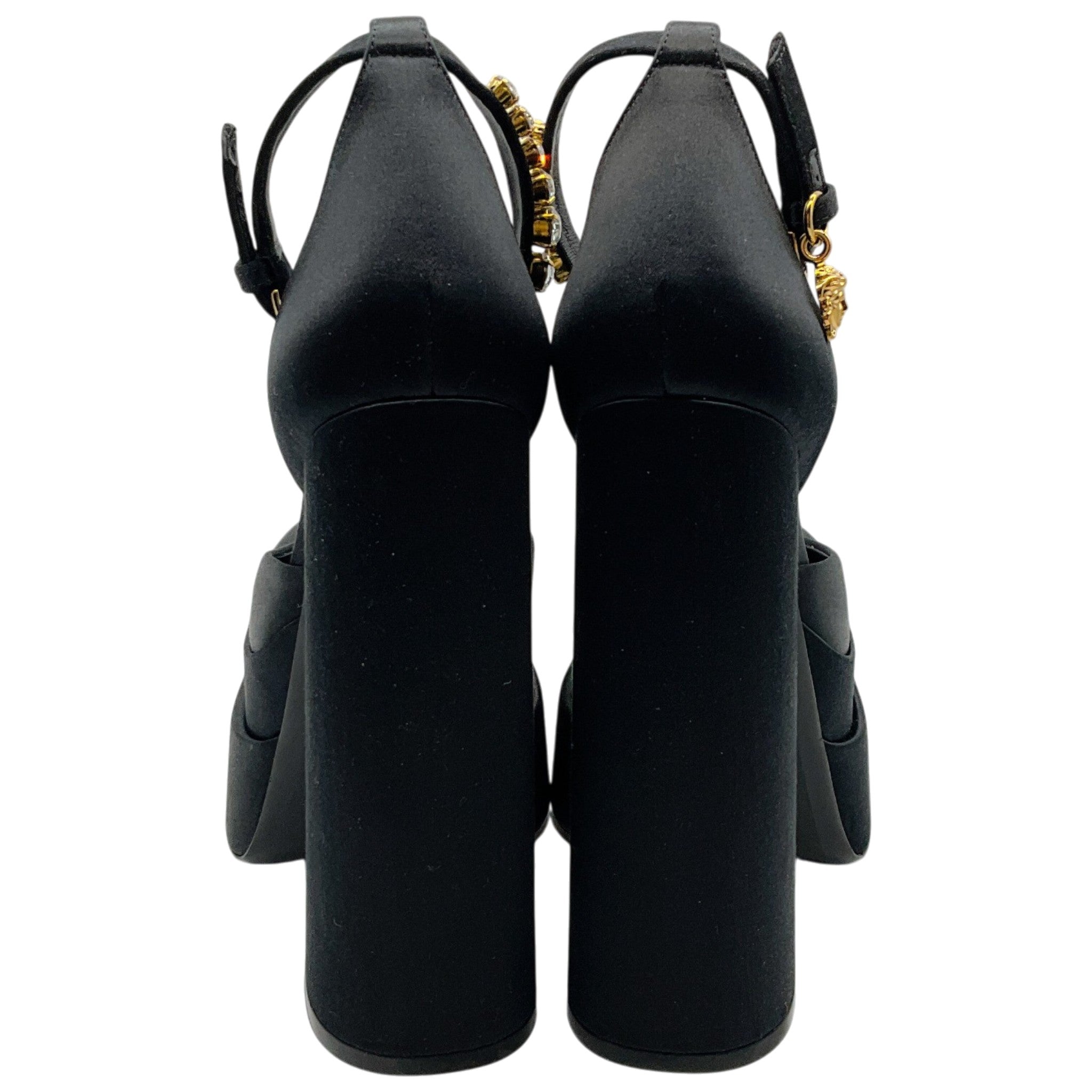 Versace Black Satin Medusa Aevitas Platform Pumps