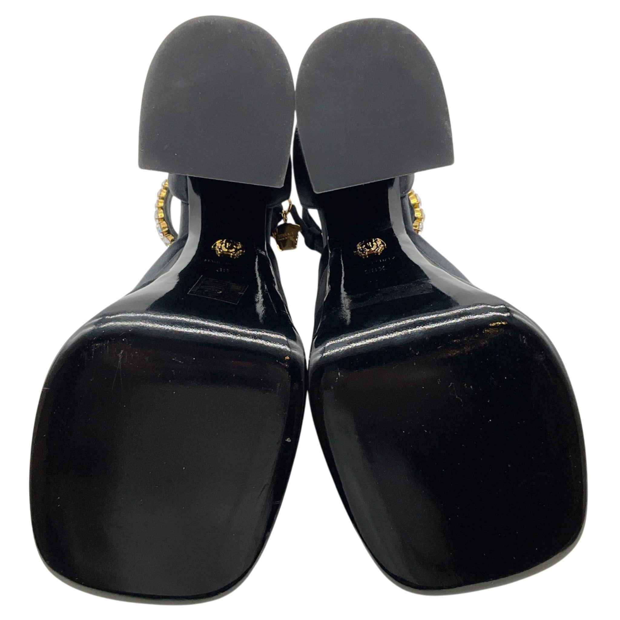 Versace Black Satin Medusa Aevitas Platform Pumps