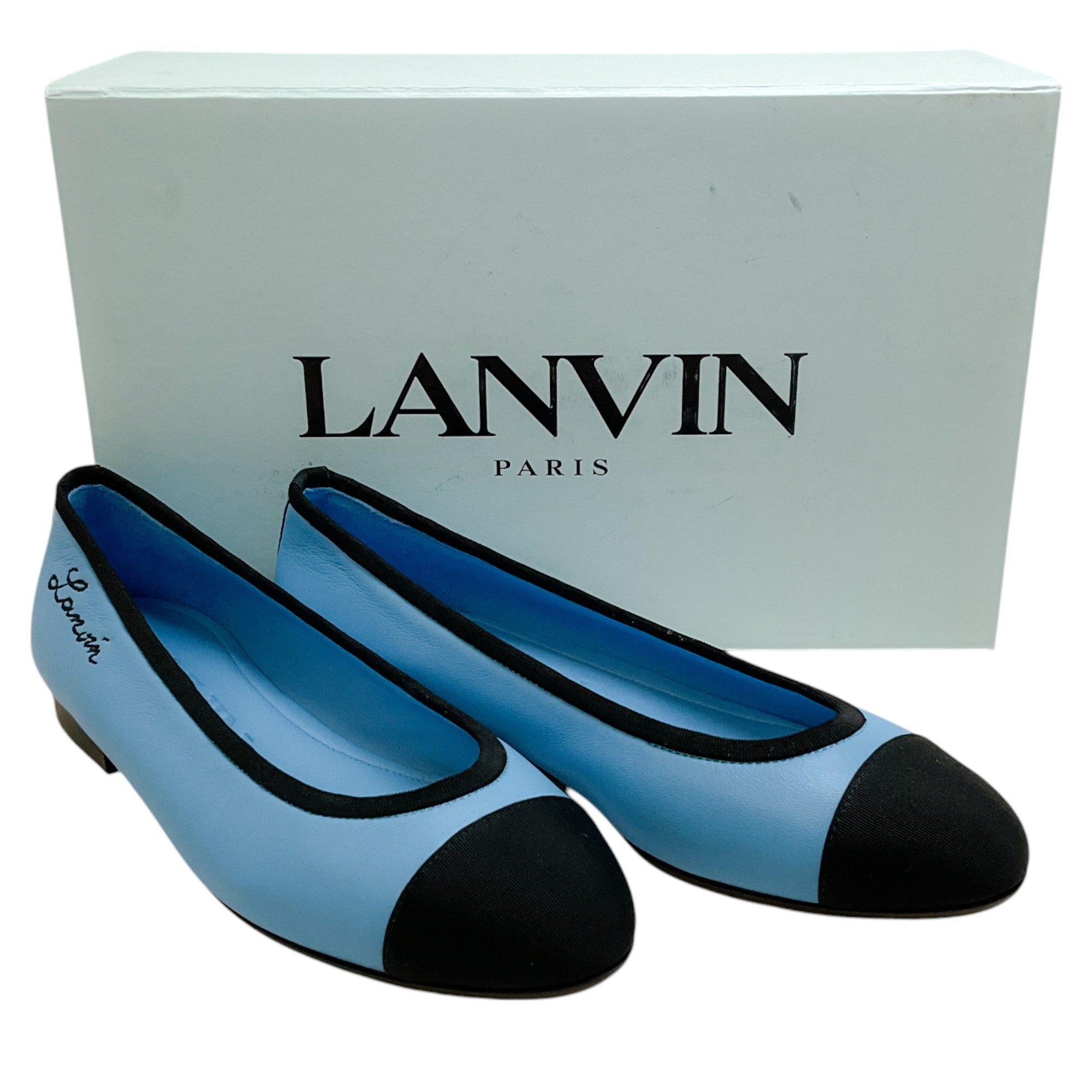 Lanvin Sky Blue Leather Classical Ballet Flats