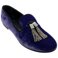 Load image into Gallery viewer, Giuseppe Zanotti Purple Crushed Velvet Smoking Slippers with Crystal Tassels

