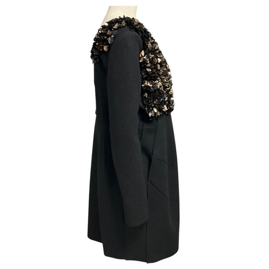 Marni Charcoal Grey / Copper Metallic Paillette Embellished Wool Dress