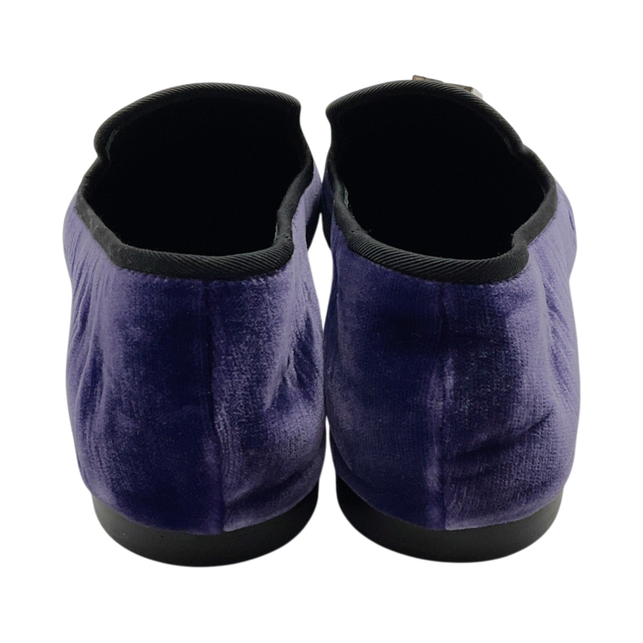 Giuseppe Zanotti Purple Crushed Velvet Smoking Slippers with Crystal Tassels
