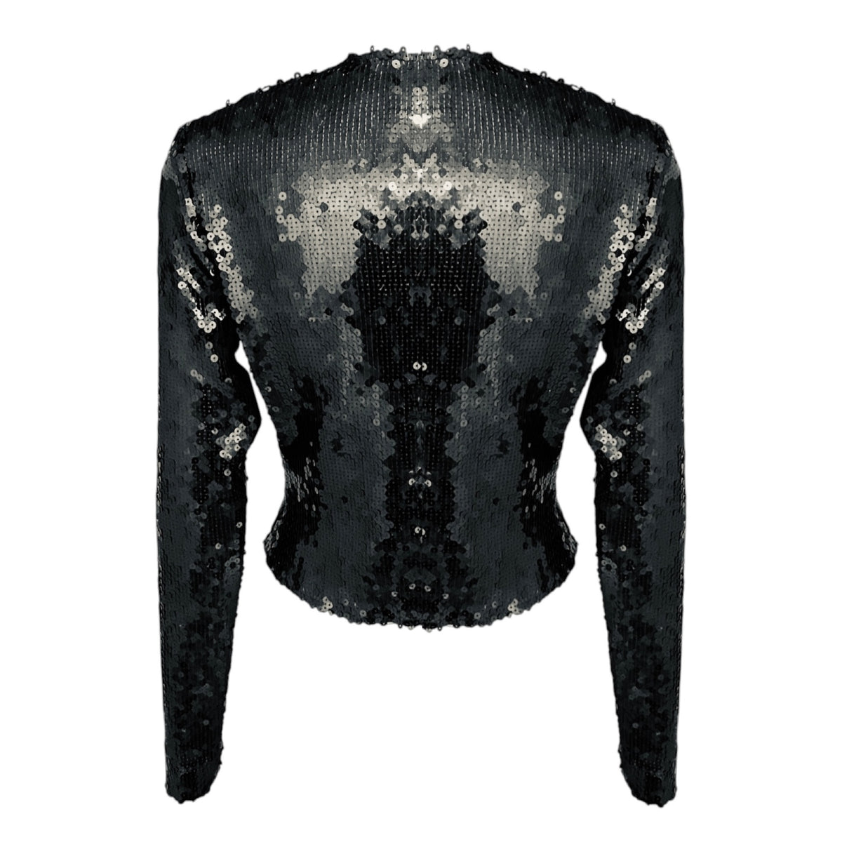 16ARLINGTON Steel Grey Metallic Sequined Long Sleeved Top