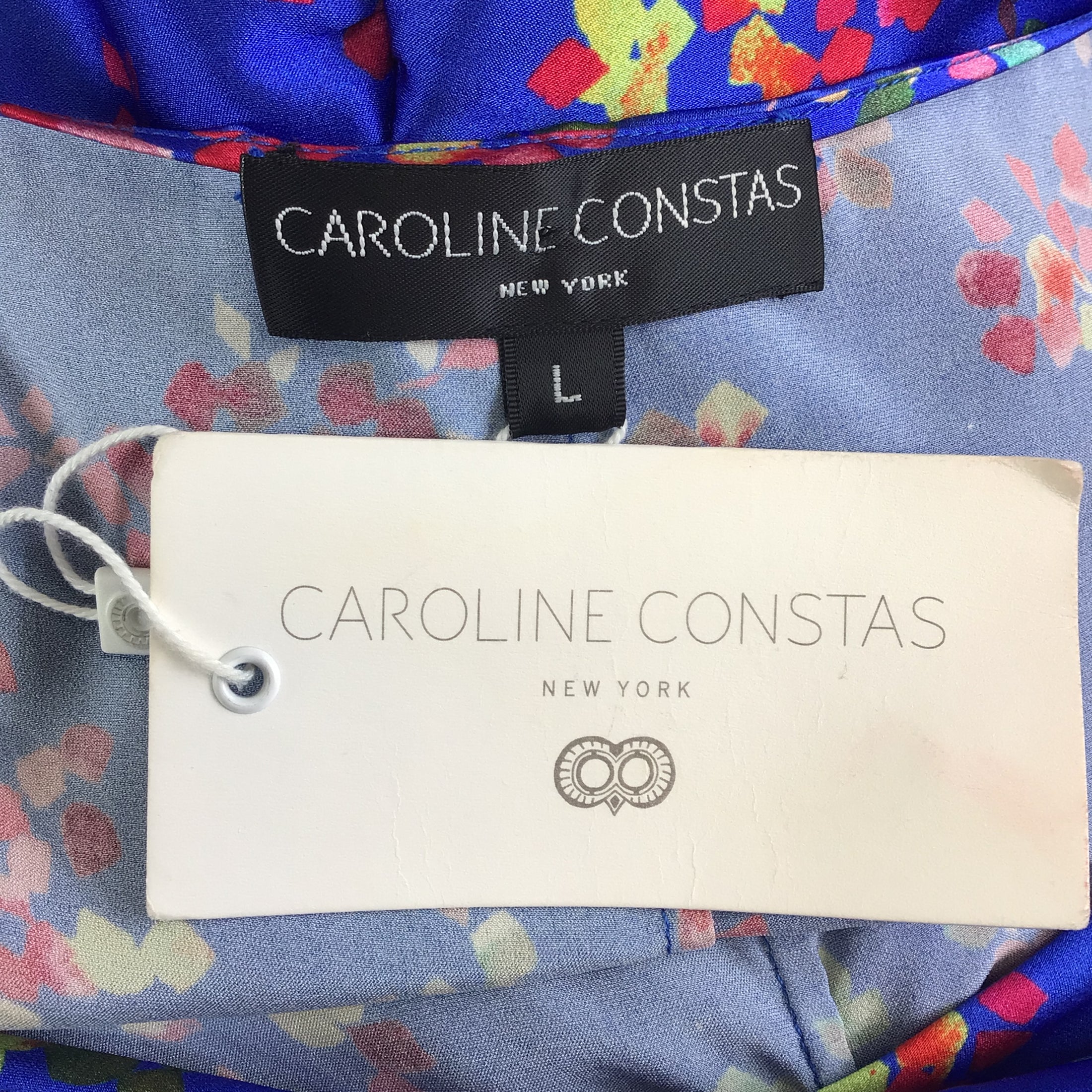 Caroline Constas Blue Multi Printed Silk Colette Dress