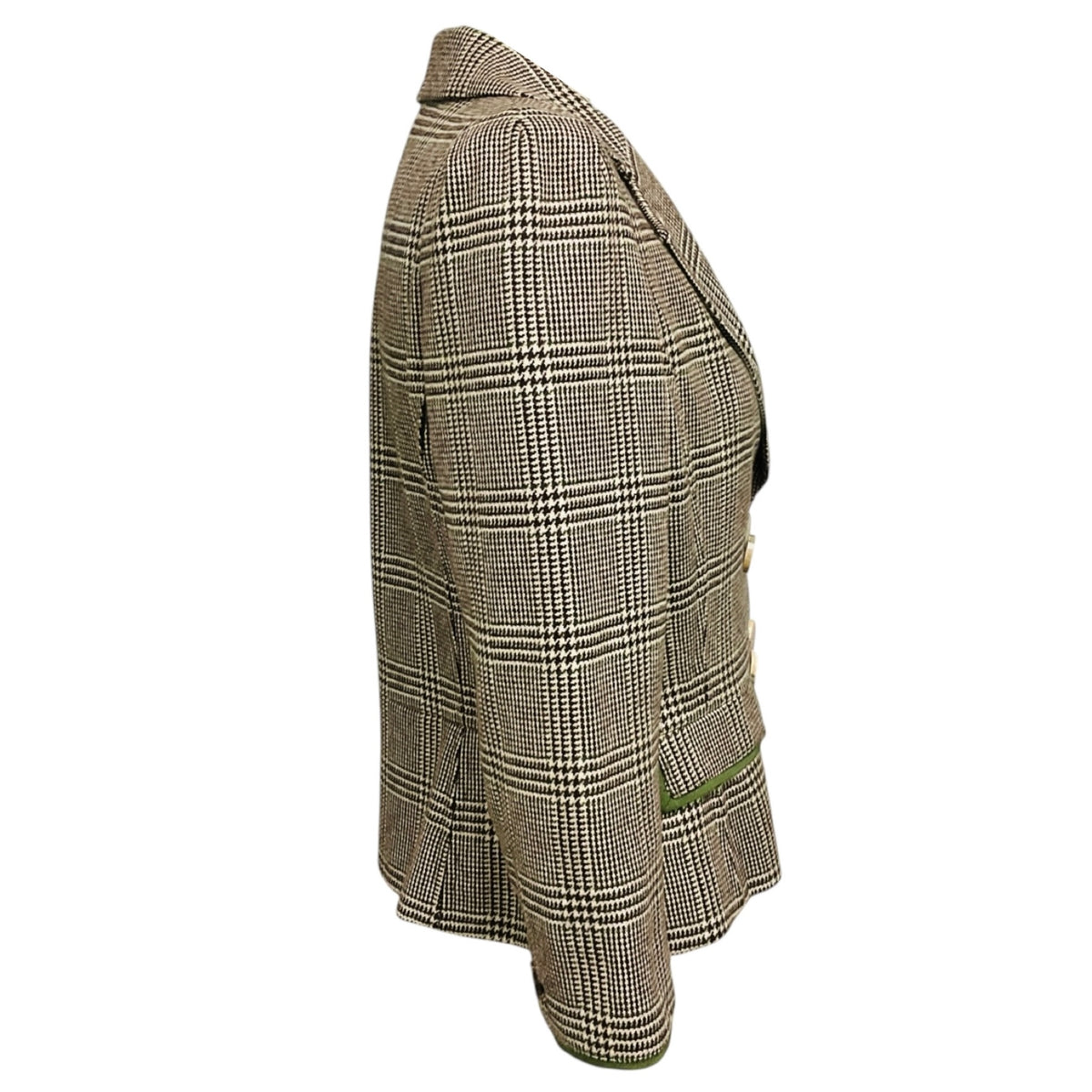Oscar de la Renta Beige / Brown / Green Multi Houndstooth Plaid Cashmere Blazer