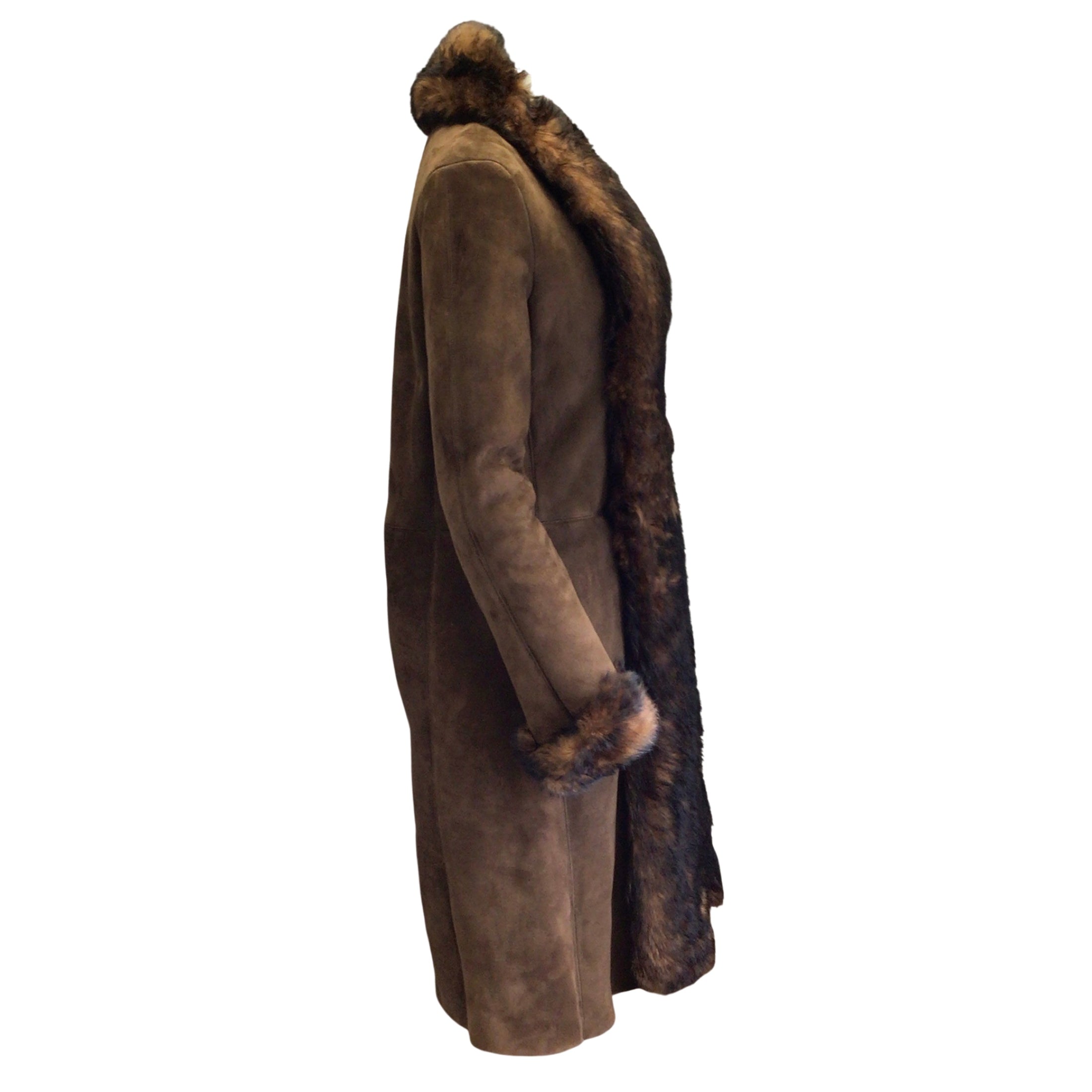 Ralph Lauren Collection Brown Mid-Length Lamb Shearling Coat