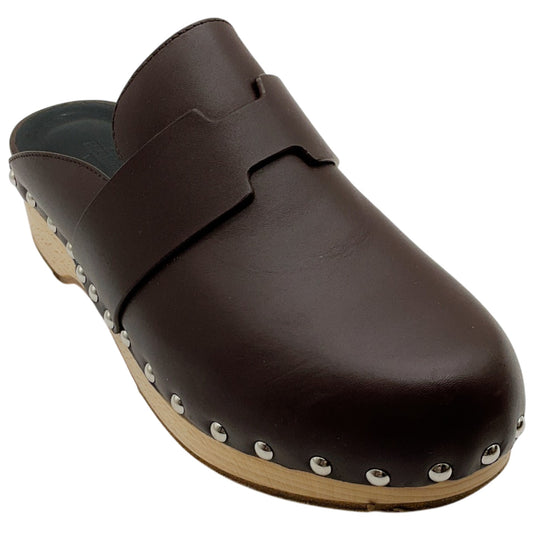 Hermès Brown Leather Calya Mule Clogs
