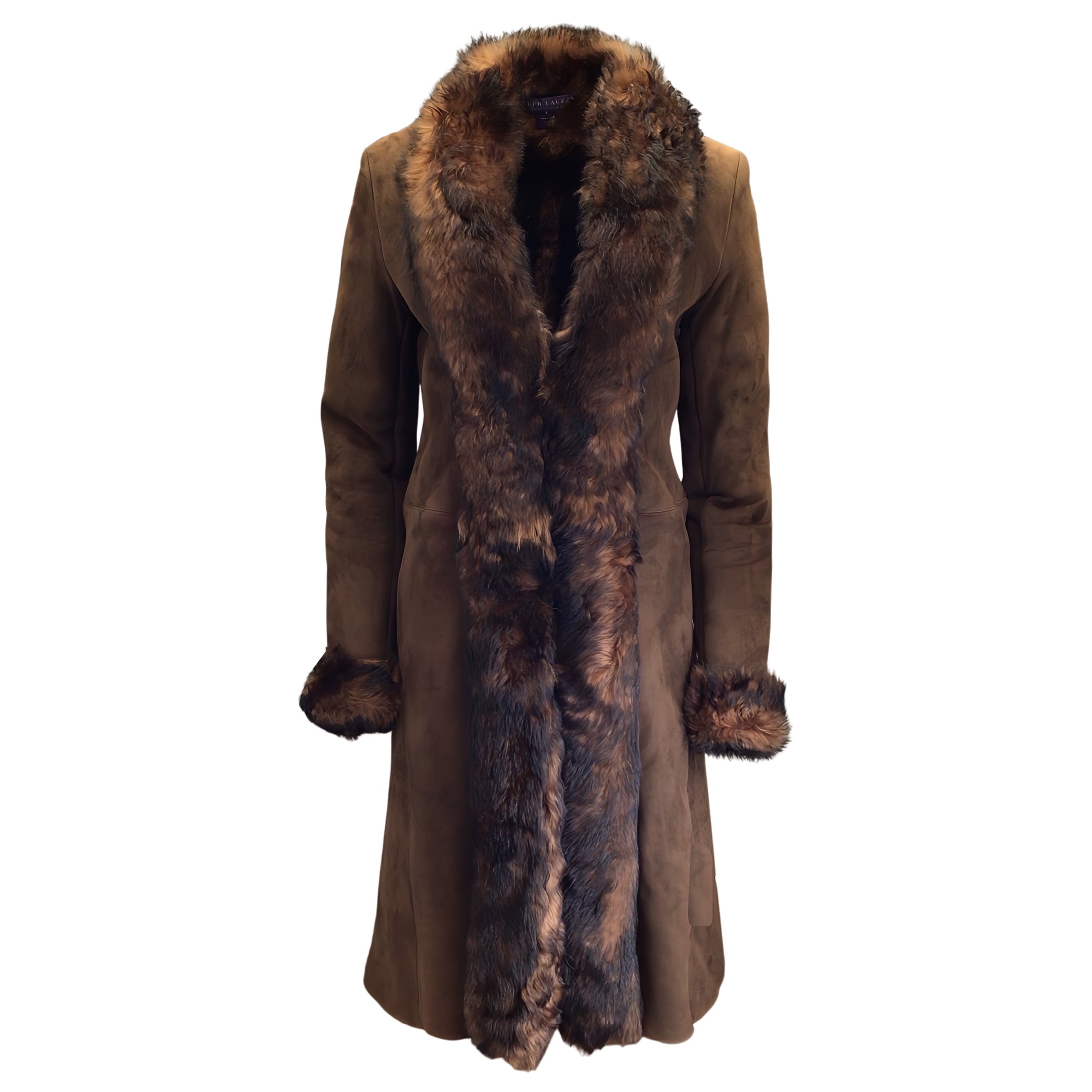 Ralph Lauren Collection Brown Mid-Length Lamb Shearling Coat