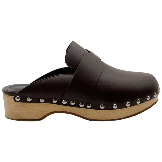 Hermès Brown Leather Calya Mule Clogs