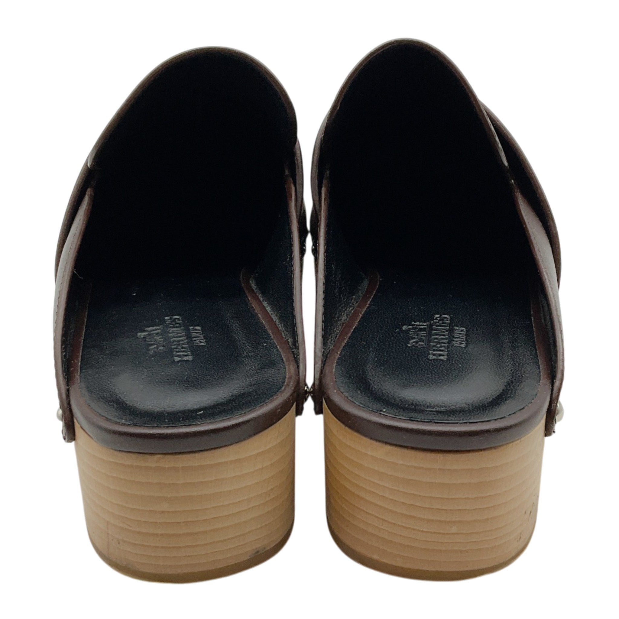 Hermès Brown Leather Calya Mule Clogs