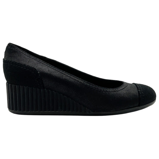 Chanel Black Leather / Suede Wedge Pumps