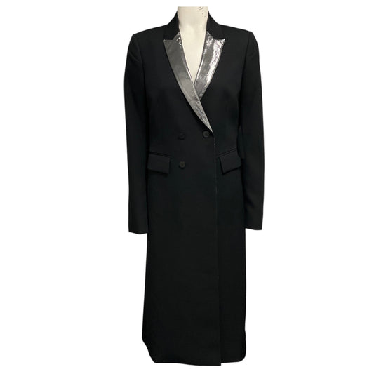 Sapio Black / Silver Metallic Wool Gabardine Smoking Coat