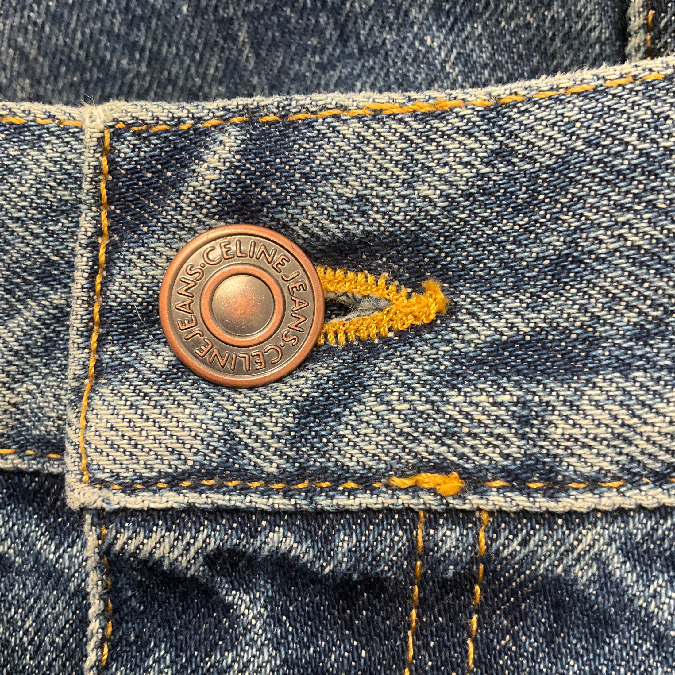 Celine Blue High Waisted Denim Midi Skirt