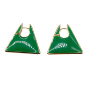 Bottega Veneta Green Enamel 18K Gold Plated Silver Triangle Earrings