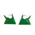 Load image into Gallery viewer, Bottega Veneta Green Enamel 18K Gold Plated Silver Triangle Earrings
