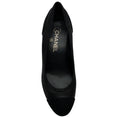 Load image into Gallery viewer, Chanel Black Leather / Suede Wedge Pumps
