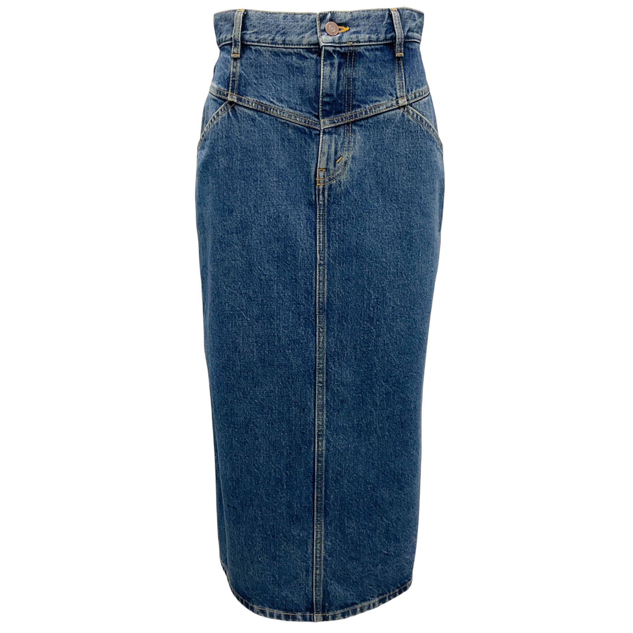 Celine Blue High Waisted Denim Midi Skirt