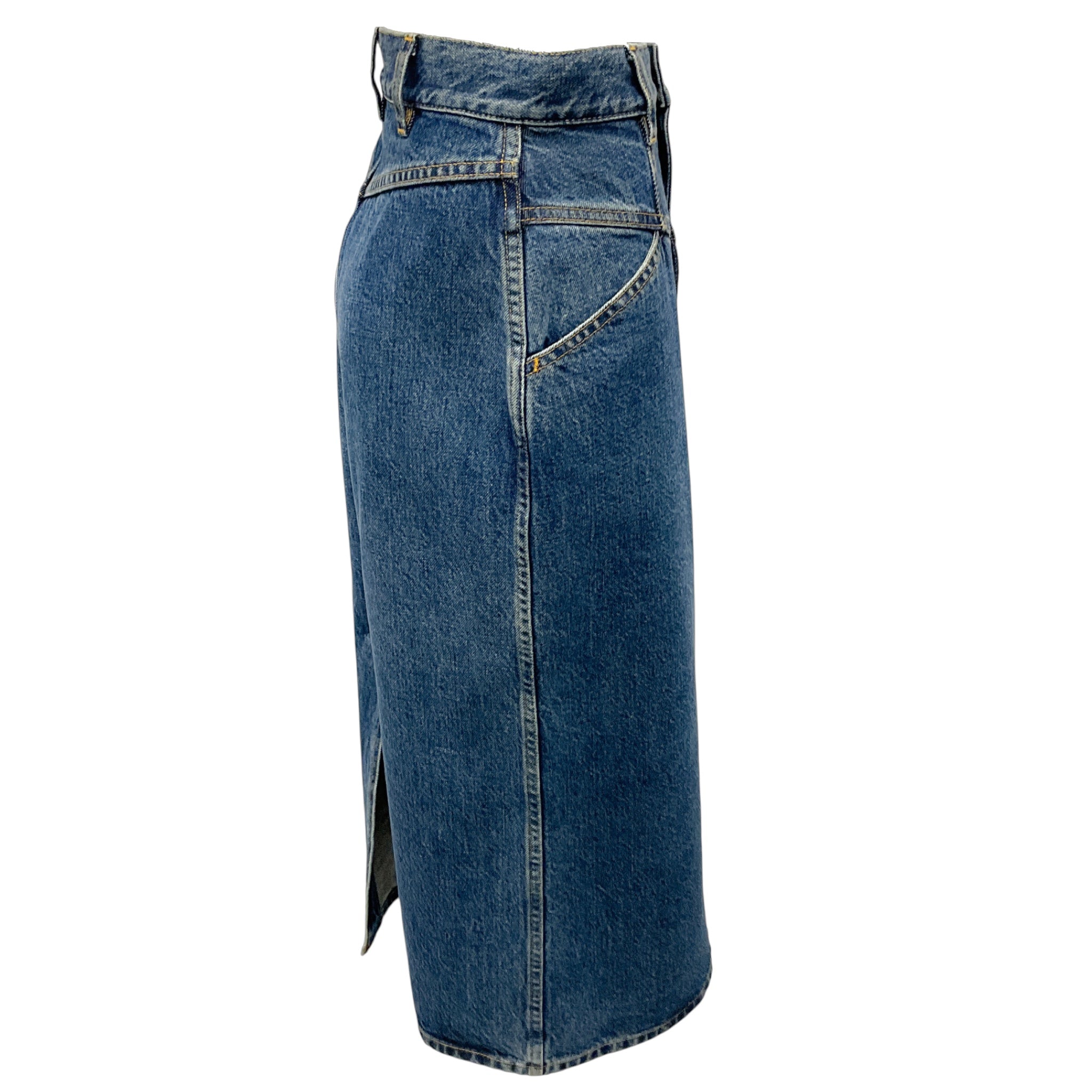 Celine Blue High Waisted Denim Midi Skirt