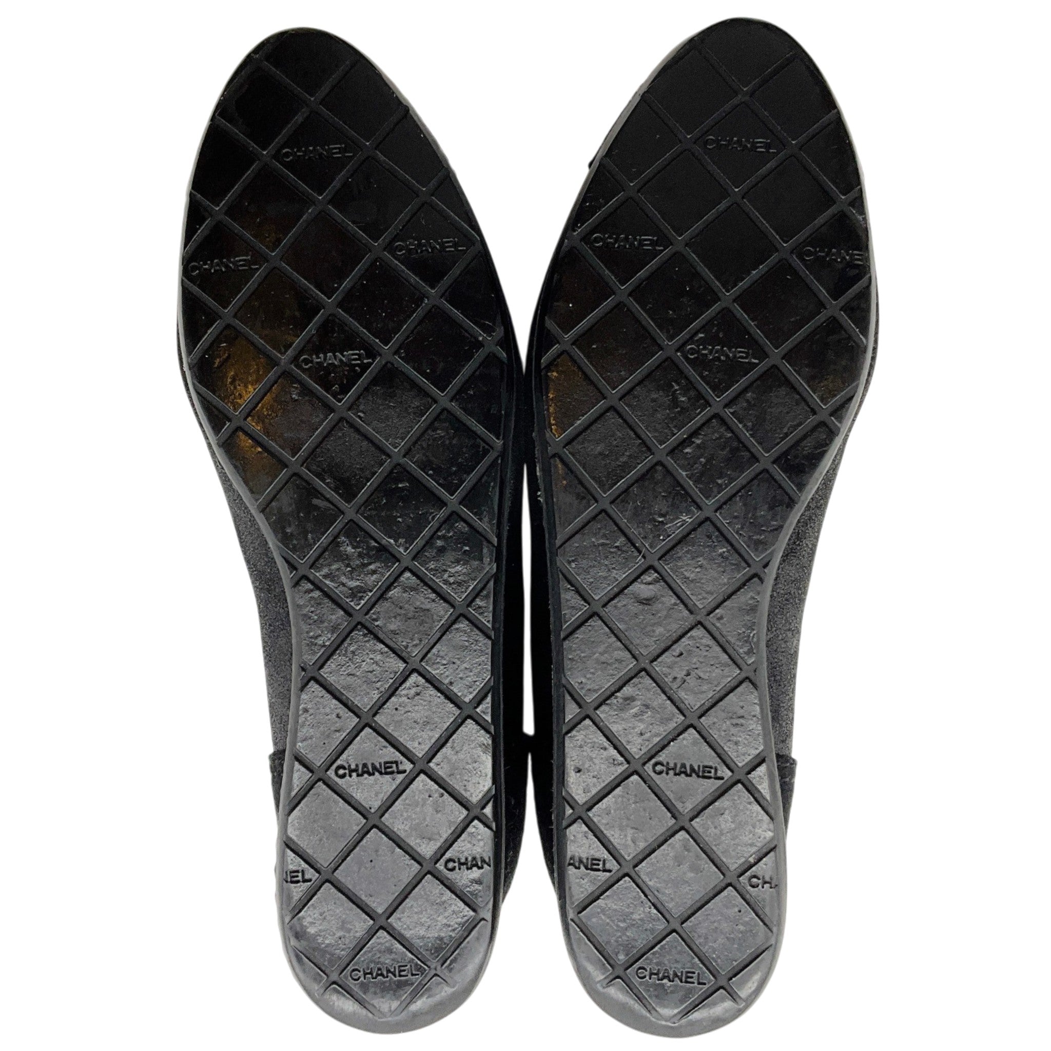 Chanel Black Leather / Suede Wedge Pumps
