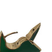 Bottega Veneta Green Enamel 18K Gold Plated Silver Triangle Earrings