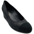Load image into Gallery viewer, Chanel Black Leather / Suede Wedge Pumps

