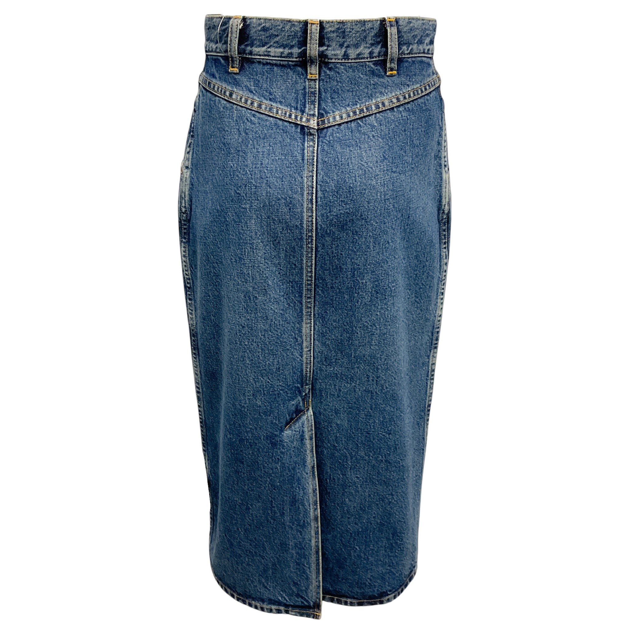 Celine Blue High Waisted Denim Midi Skirt