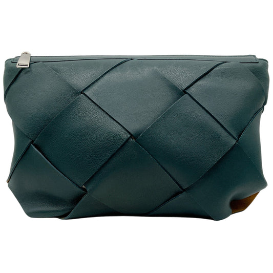 Bottega Veneta Limited Edition Raintree Nappa Leather Maxi Blown Up Intrecciato Pouch Clutch
