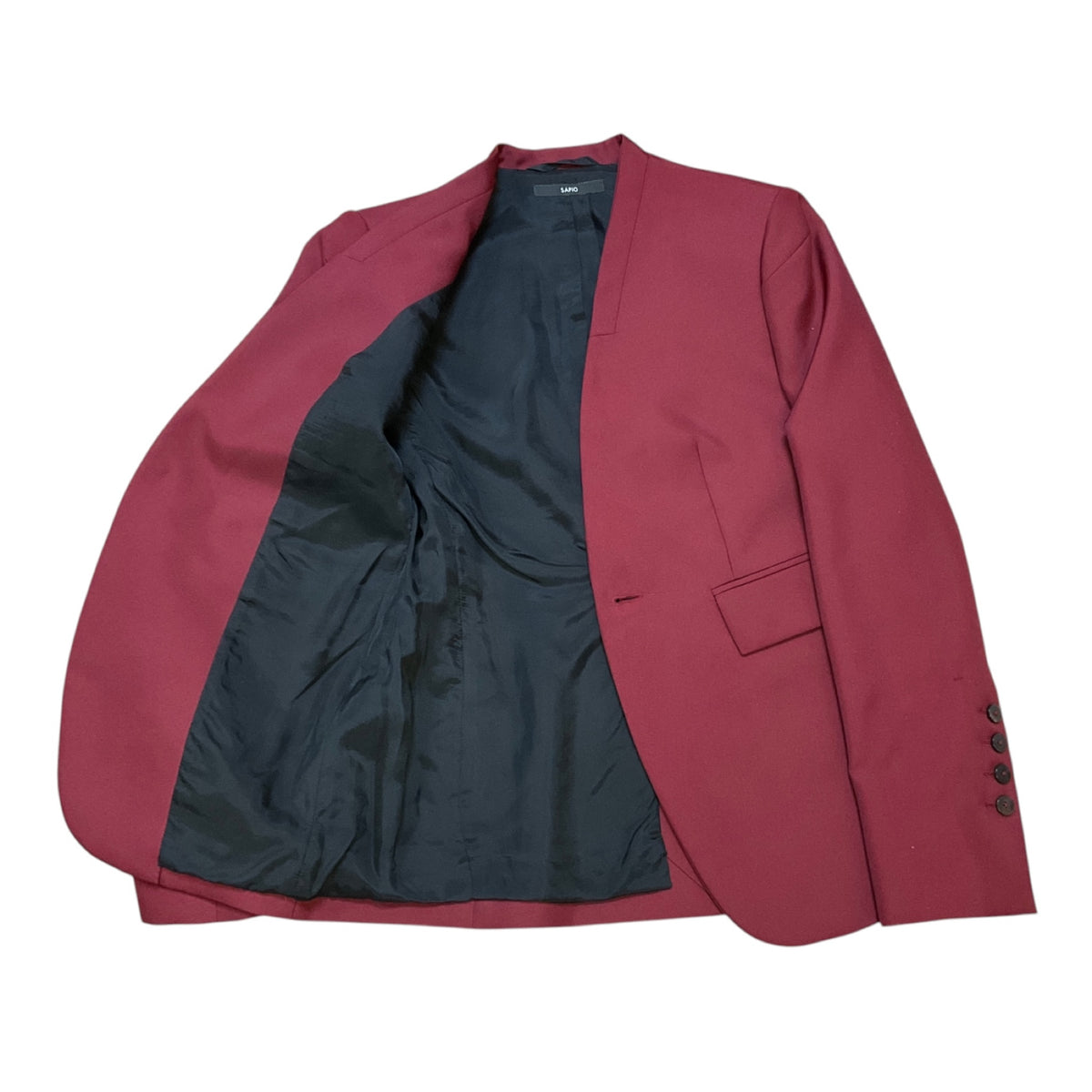 Sapio Bordeaux Red Collarless Blazer