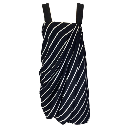 Dries Van Noten Black / White Striped Sleeveless Silk Dress