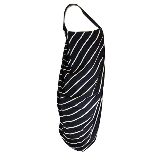 Dries Van Noten Black / White Striped Sleeveless Silk Dress