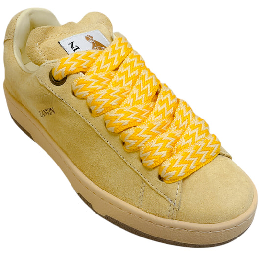 Lanvin Chamomile Suede Basses Light Curb Low Top Sneakers
