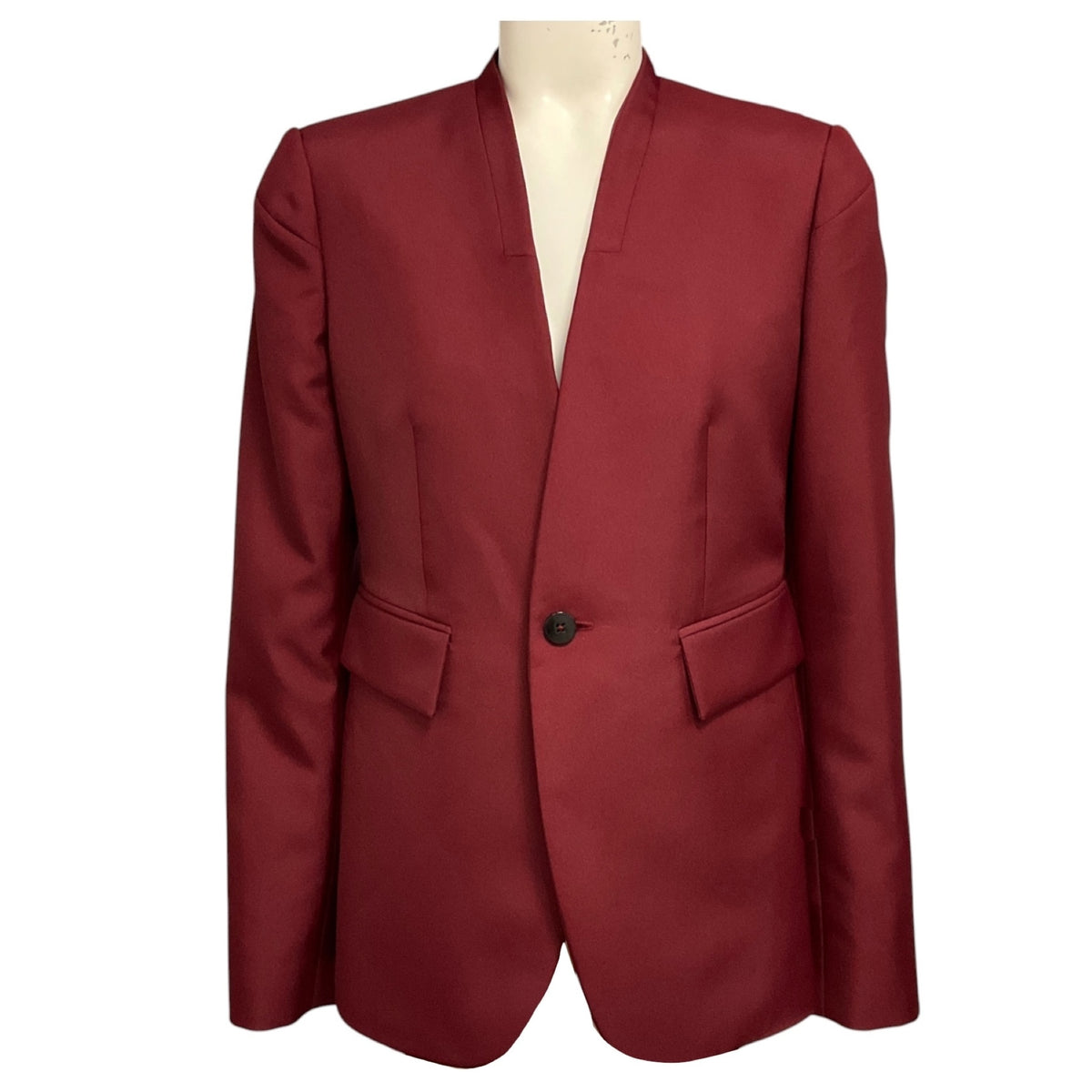 Sapio Bordeaux Red Collarless Blazer
