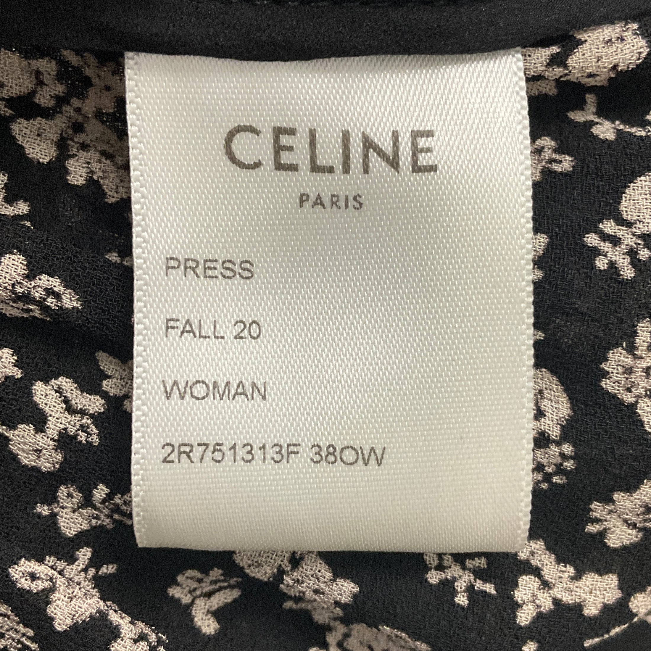 Celine Black / Off White Printed Viscose Prairie Dress