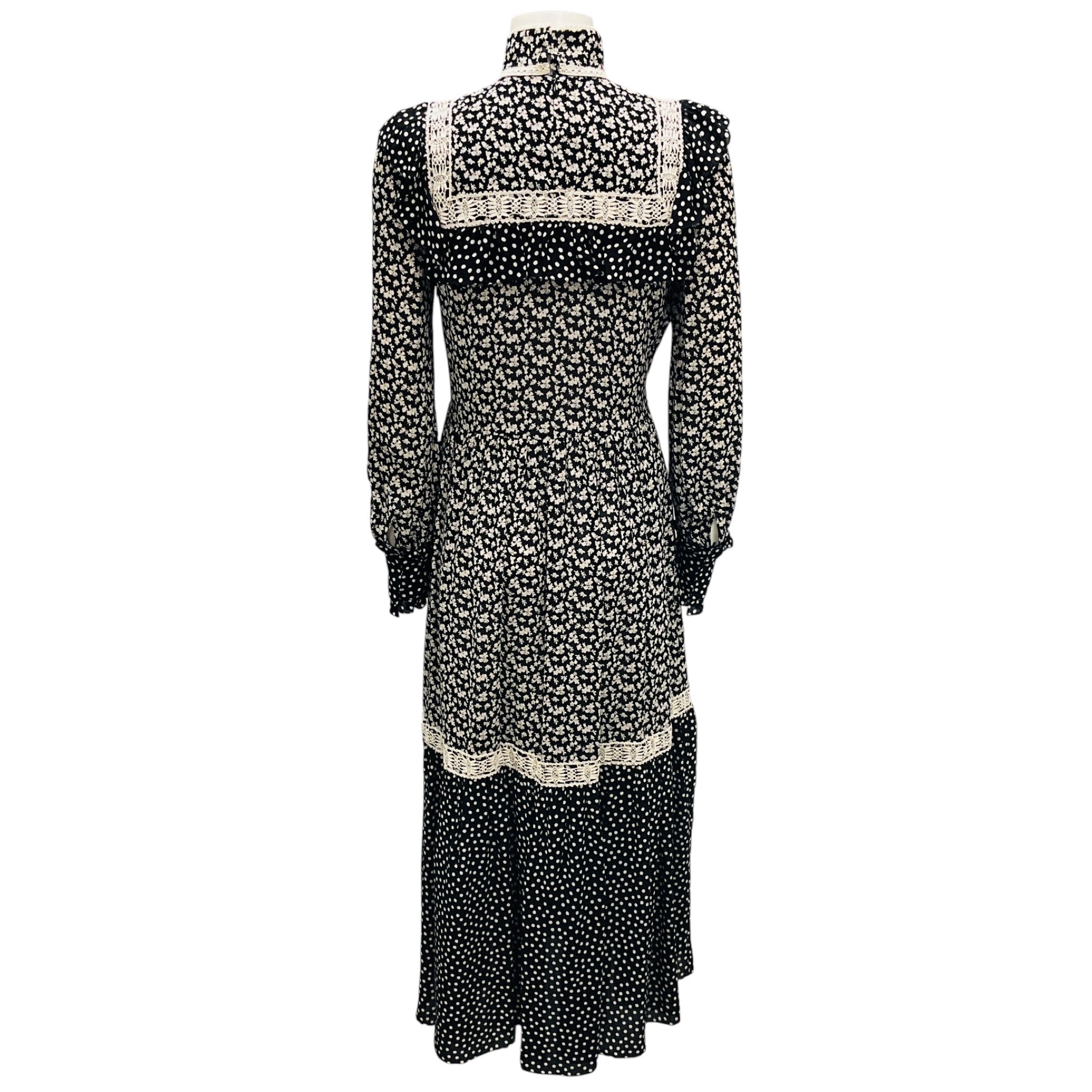 Celine Black / Off White Printed Viscose Prairie Dress
