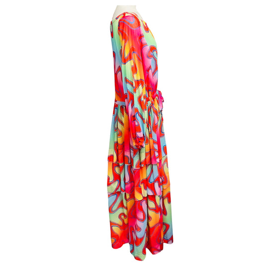 Molly Goddard Red Multi Printed Mesh Maxi Dress