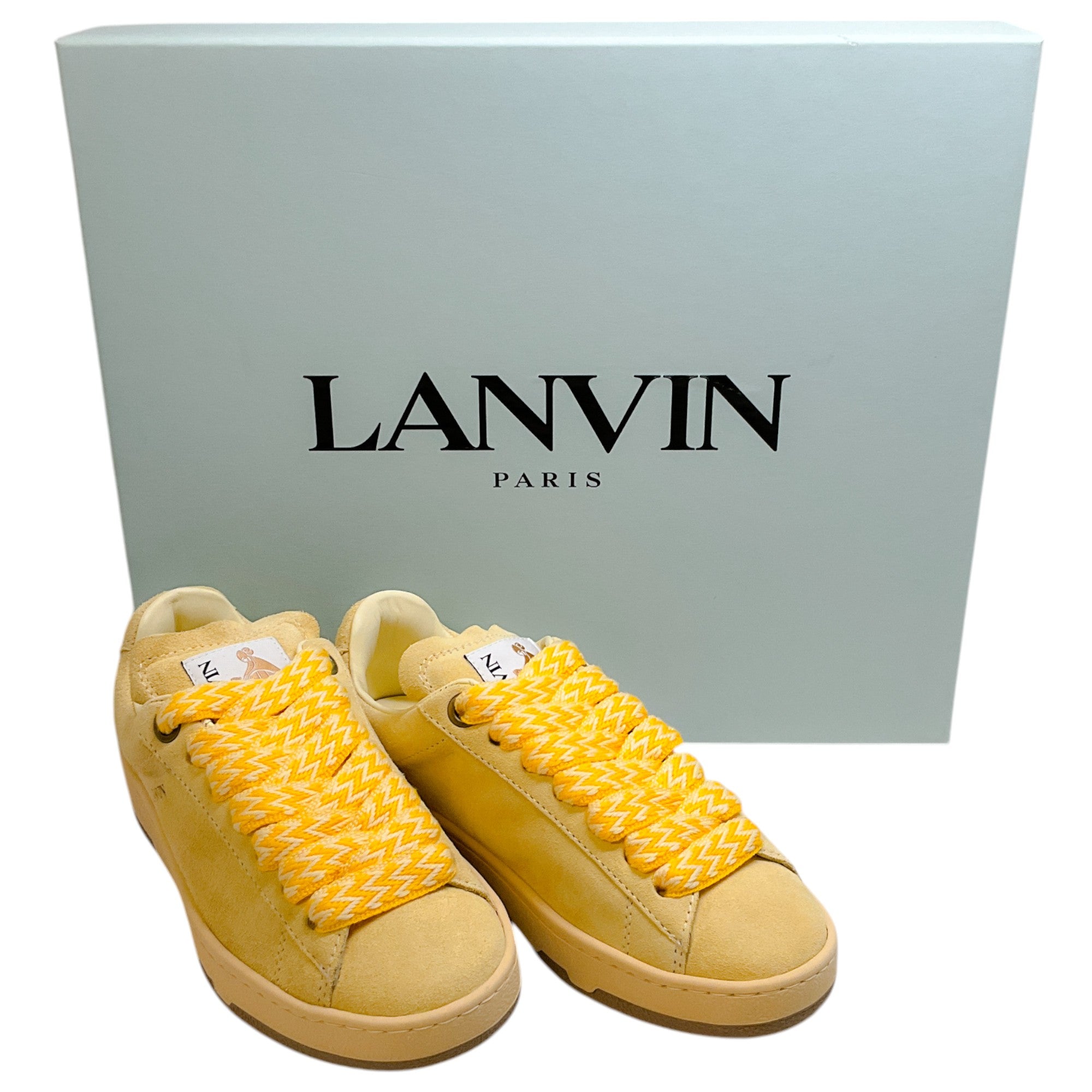 Lanvin Chamomile Suede Basses Light Curb Low Top Sneakers