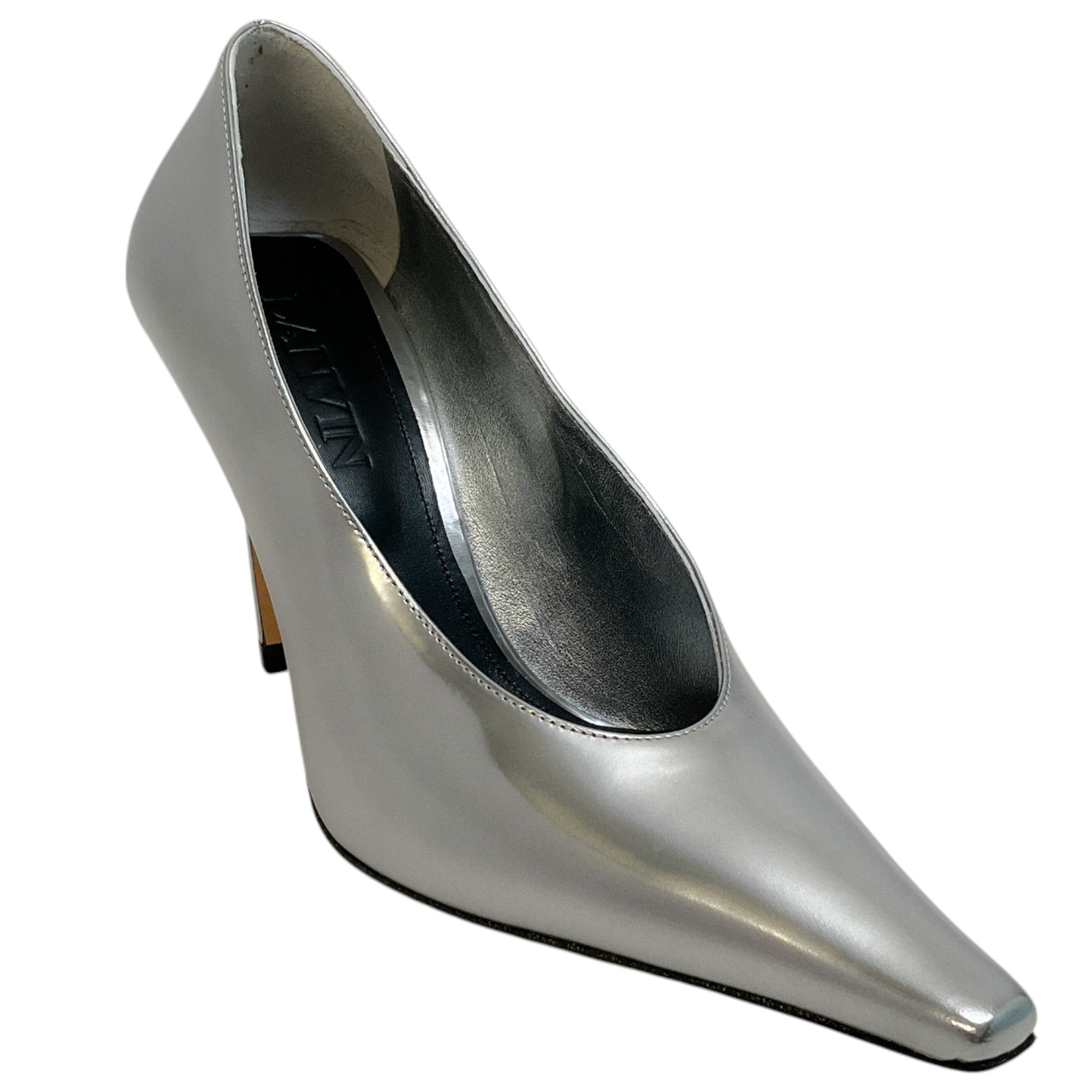 Lanvin Silver Leather Swing Pumps