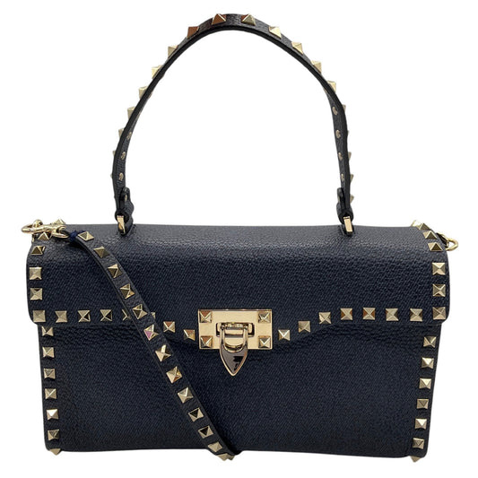 Valentino Blue Leather Top Handle Rockstud Handbag