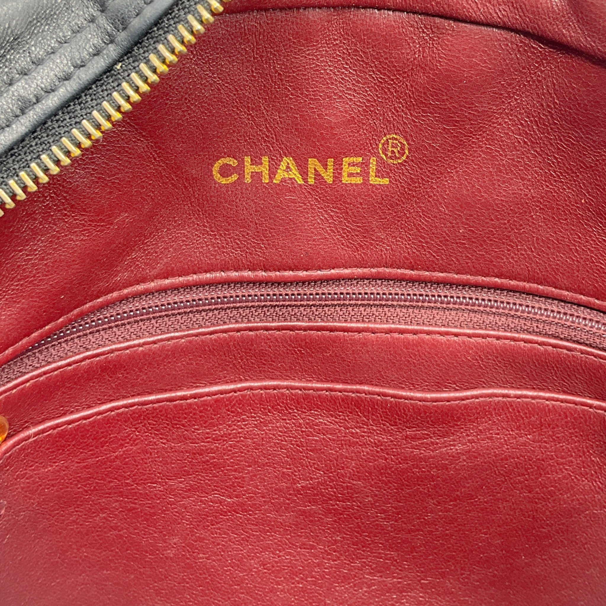 Chanel Vintage Black Leather Chevron Stitched Shoulder Bag