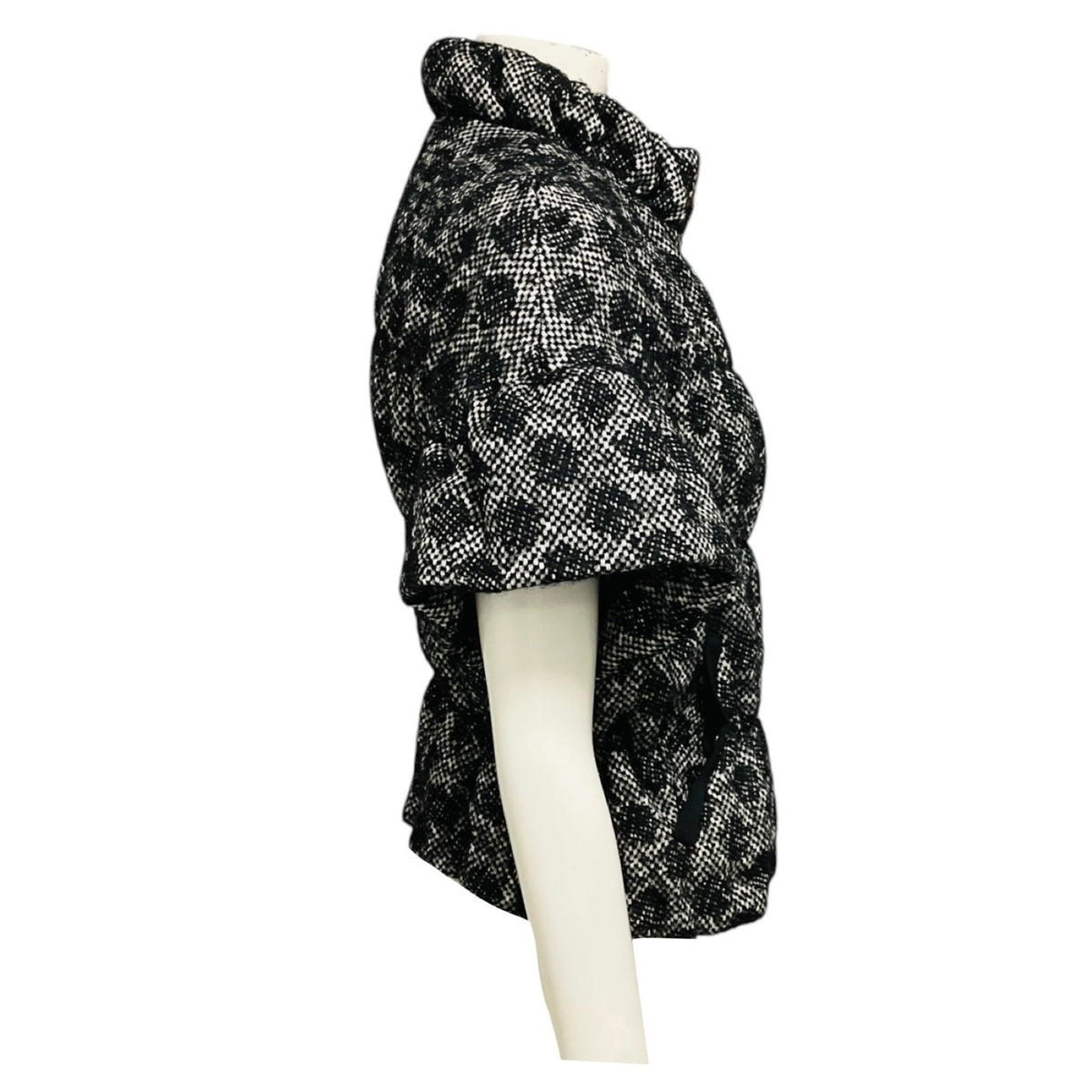 Moschino Cheap and Chic Black / White Short Sleeved Zip Front Tweed Jacket