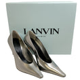 Load image into Gallery viewer, Lanvin Silver Leather Swing Pumps
