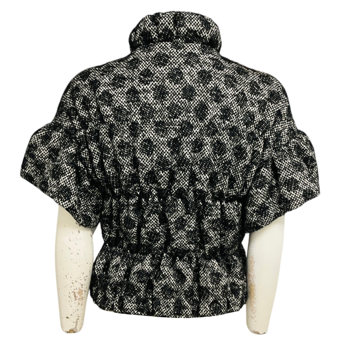 Moschino Cheap and Chic Black / White Short Sleeved Zip Front Tweed Jacket
