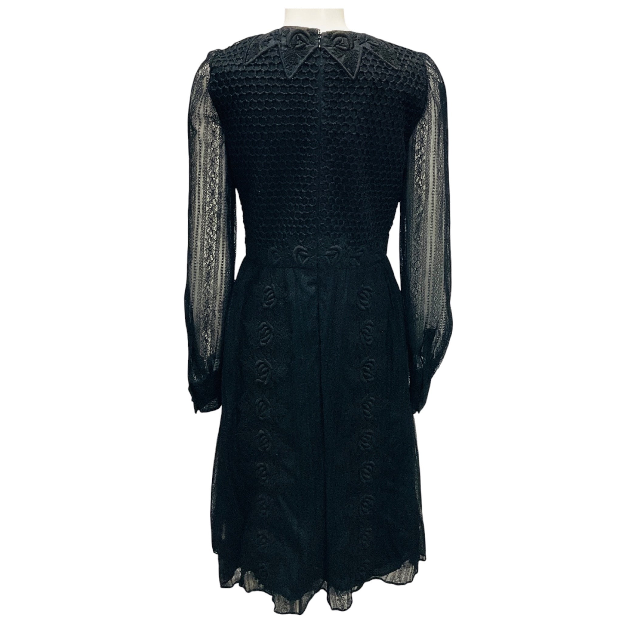 Valentino Black Embroidered Lace Cocktail Dress